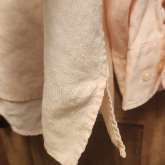 Lauren Ralph Lauren Light Pink Button-Up Plus Size Shirt - 100% Linen - Picture 5 of 8